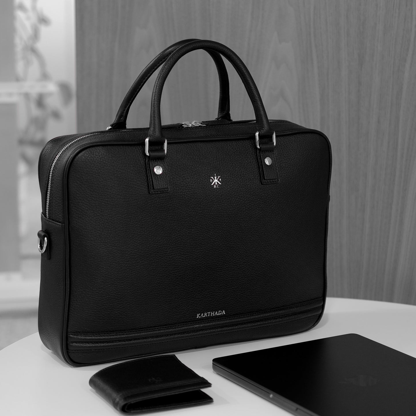 Sac d'affaires BARCID en cuir grainé noir