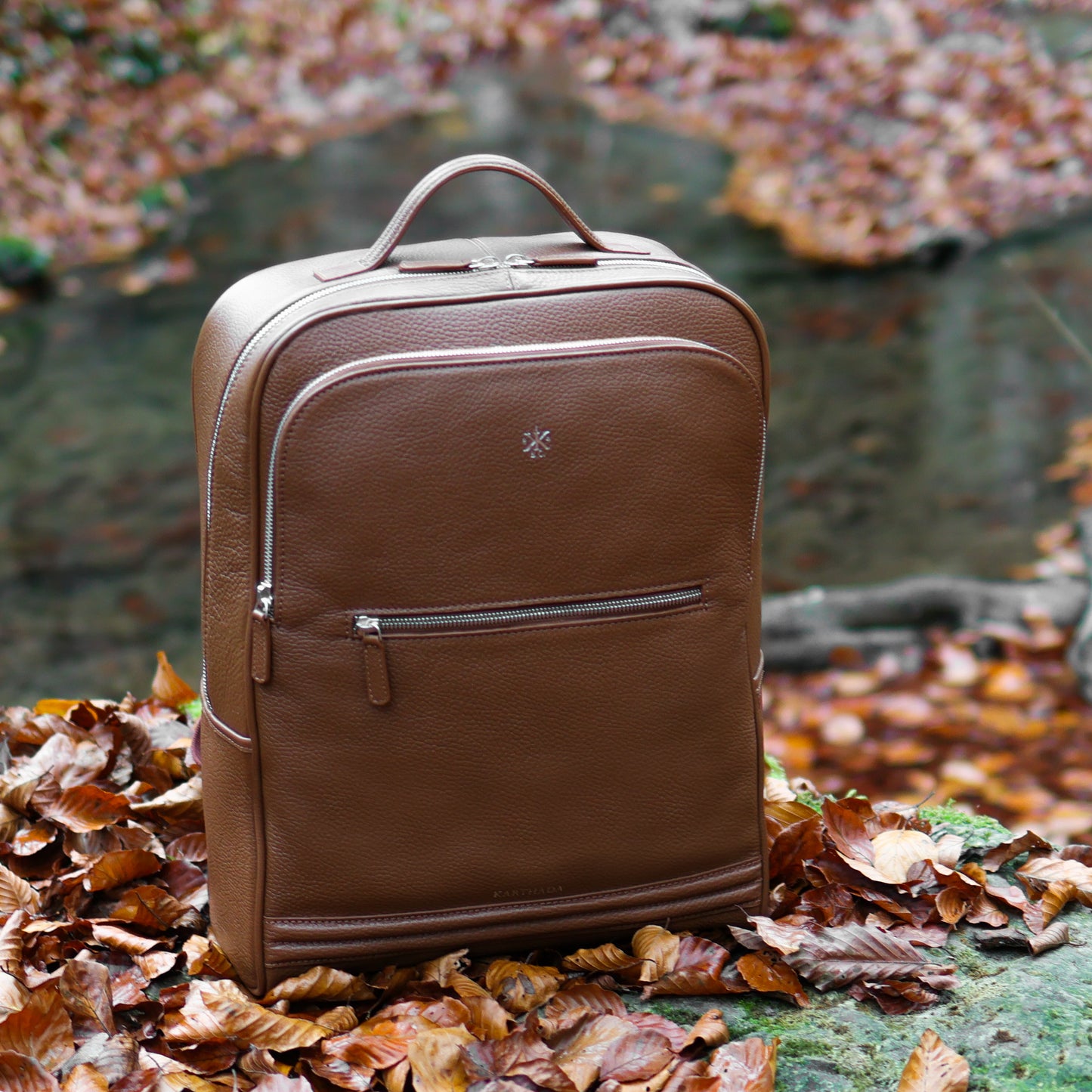 Sac à dos MAGONID en cuir grainé cognac