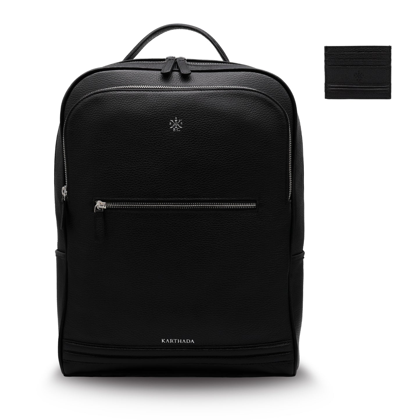 MAGONID Backpack & GISCO Mini Wallet – Black Full Grain Leather