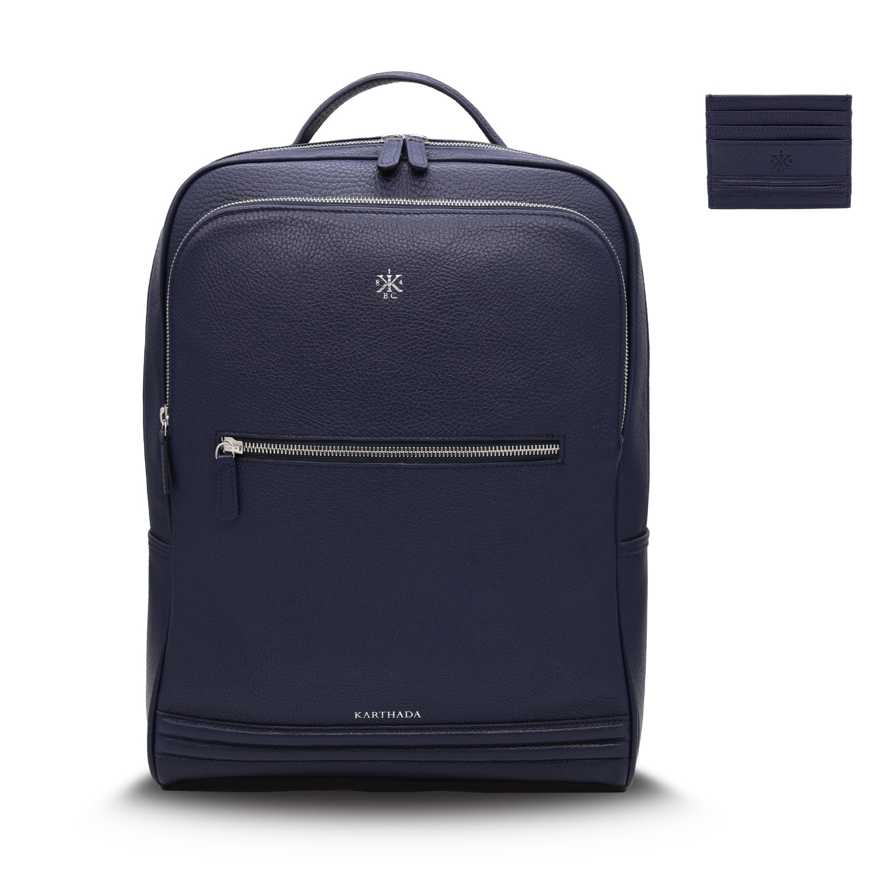 MAGONID Backpack & GISCO Mini Wallet – Navy Blue Full Grain Leather – KARTHADA