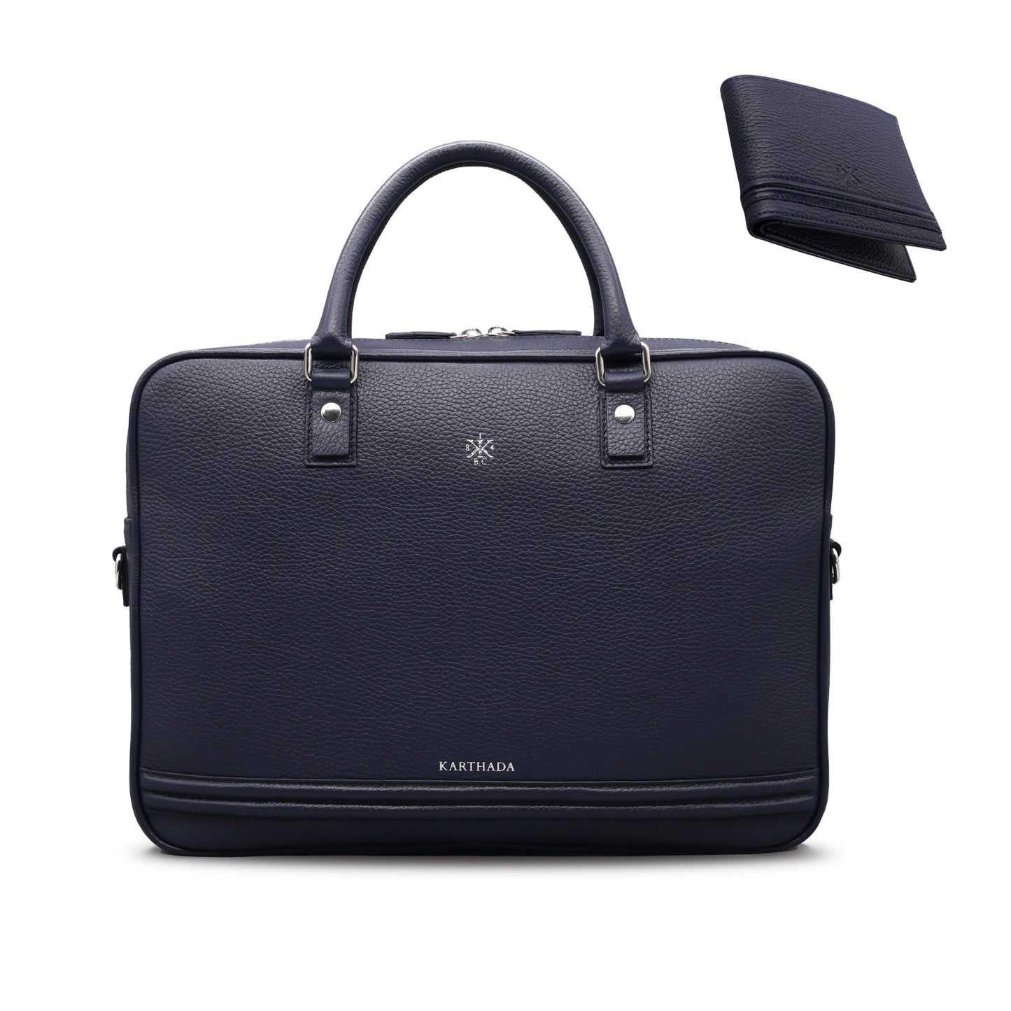 BARCID Business Bag & HANNO Wallet – Navy Blue Full Grain Leather