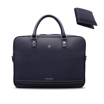 BARCID Business Bag & HANNO Wallet – Navy Blue Full Grain Leather