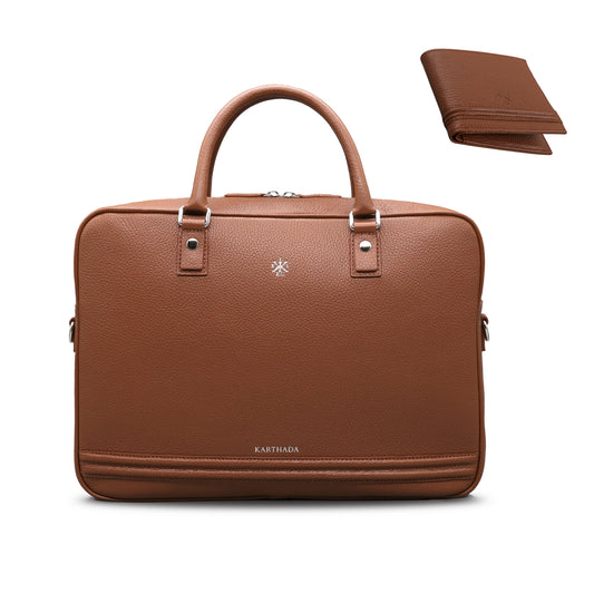 BARCID Business Bag & HANNO Wallet – Cognac Full Grain Leather