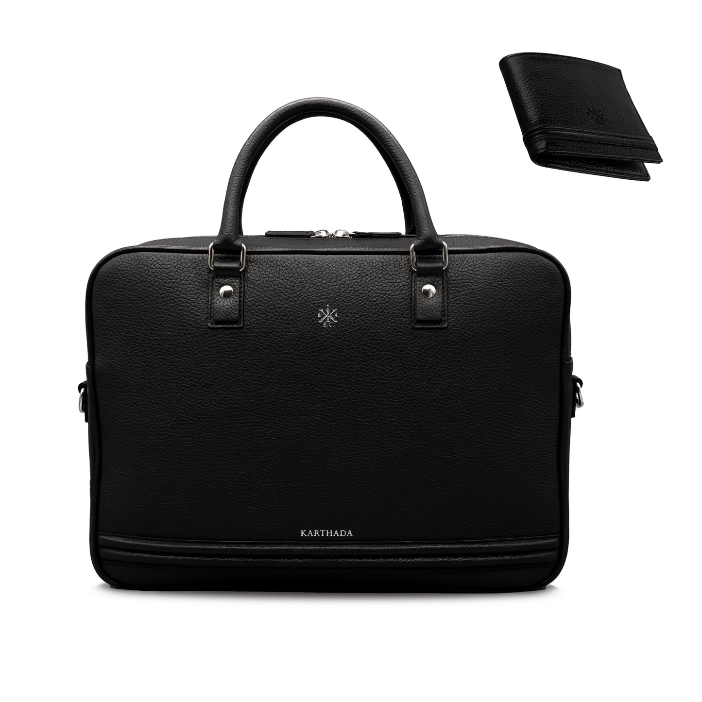 BARCID Business Bag & HANNO Wallet – Black Full Grain Leather