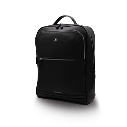 MAGONID Backpack in Black Grained Leather
