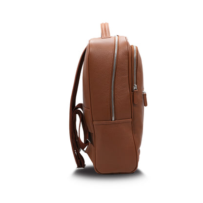 Sac à dos MAGONID en cuir grainé cognac