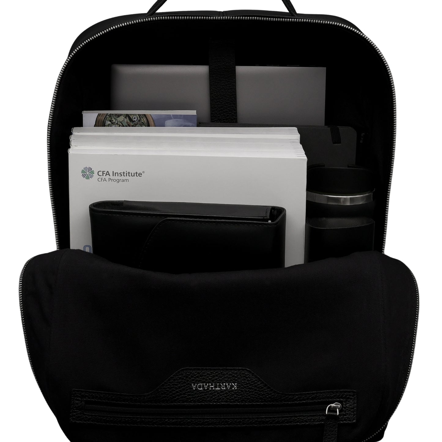 MAGONID Backpack in Black Grained Leather